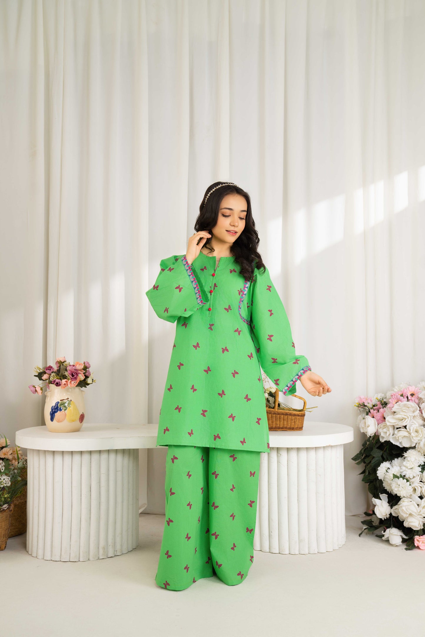 Greenery - 2 piece - Embroidered Co-ord Set