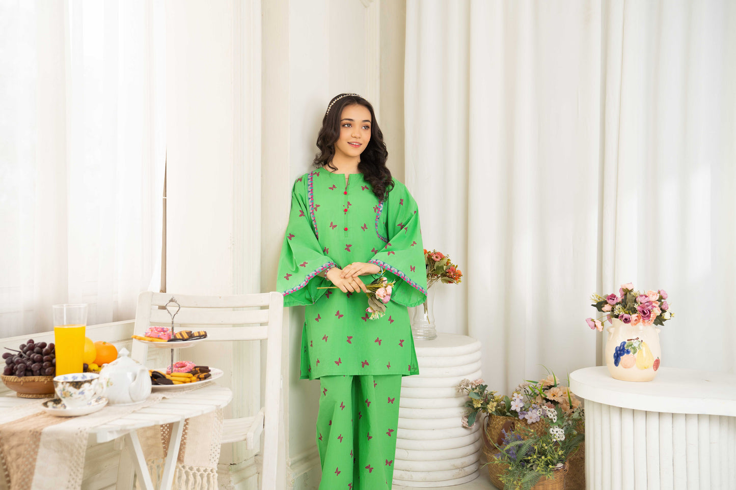 Greenery - 2 piece - Embroidered Co-ord Set