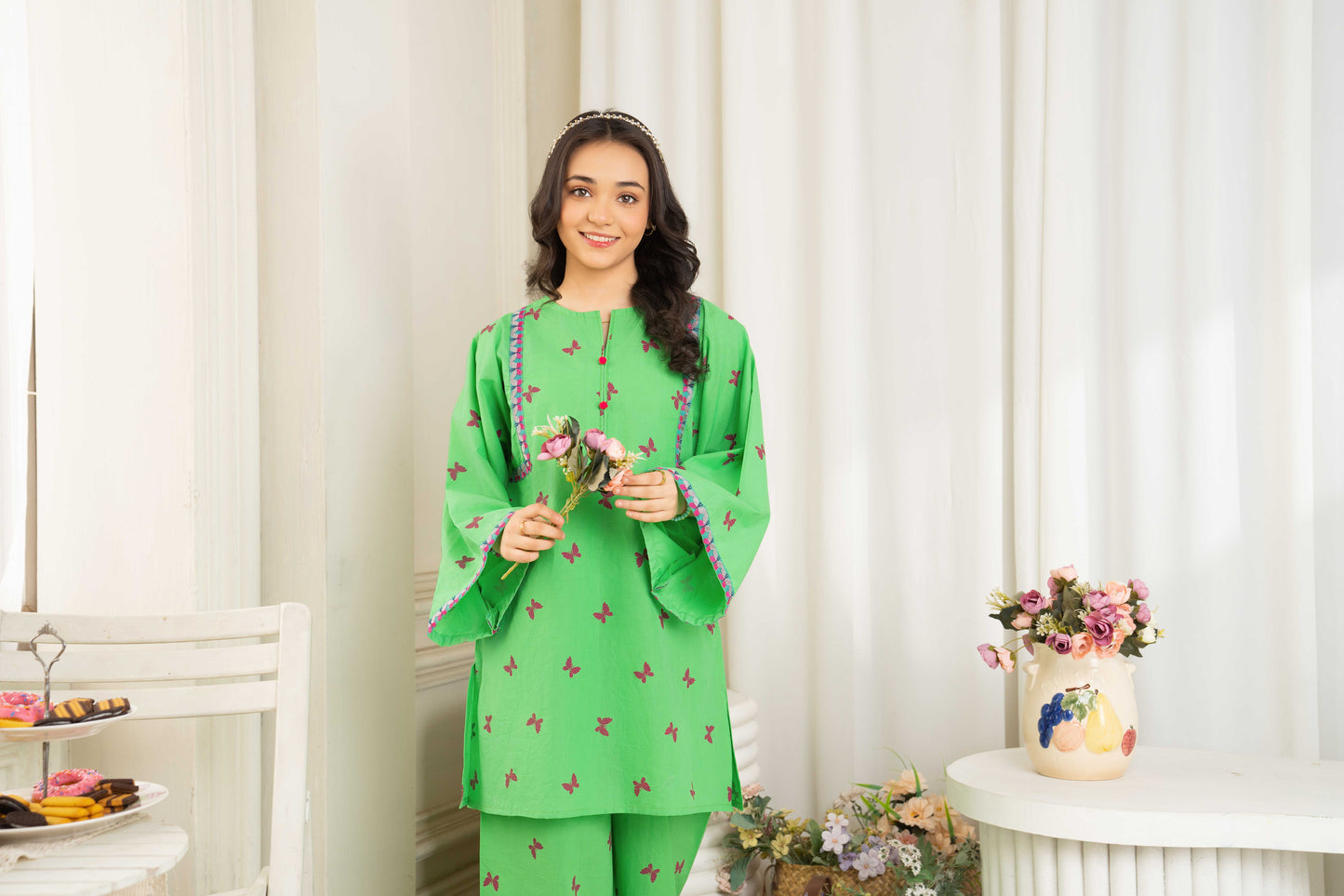 Greenery - 2 piece - Embroidered Co-ord Set