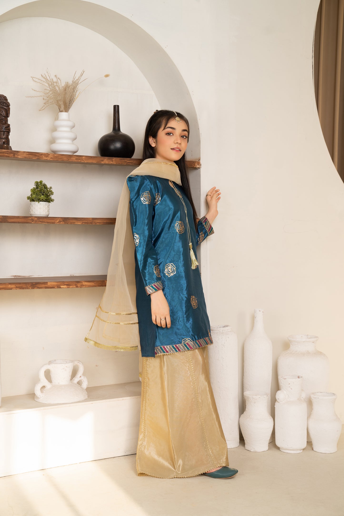 Zahra - 3 piece - Embroidered Sharara Set