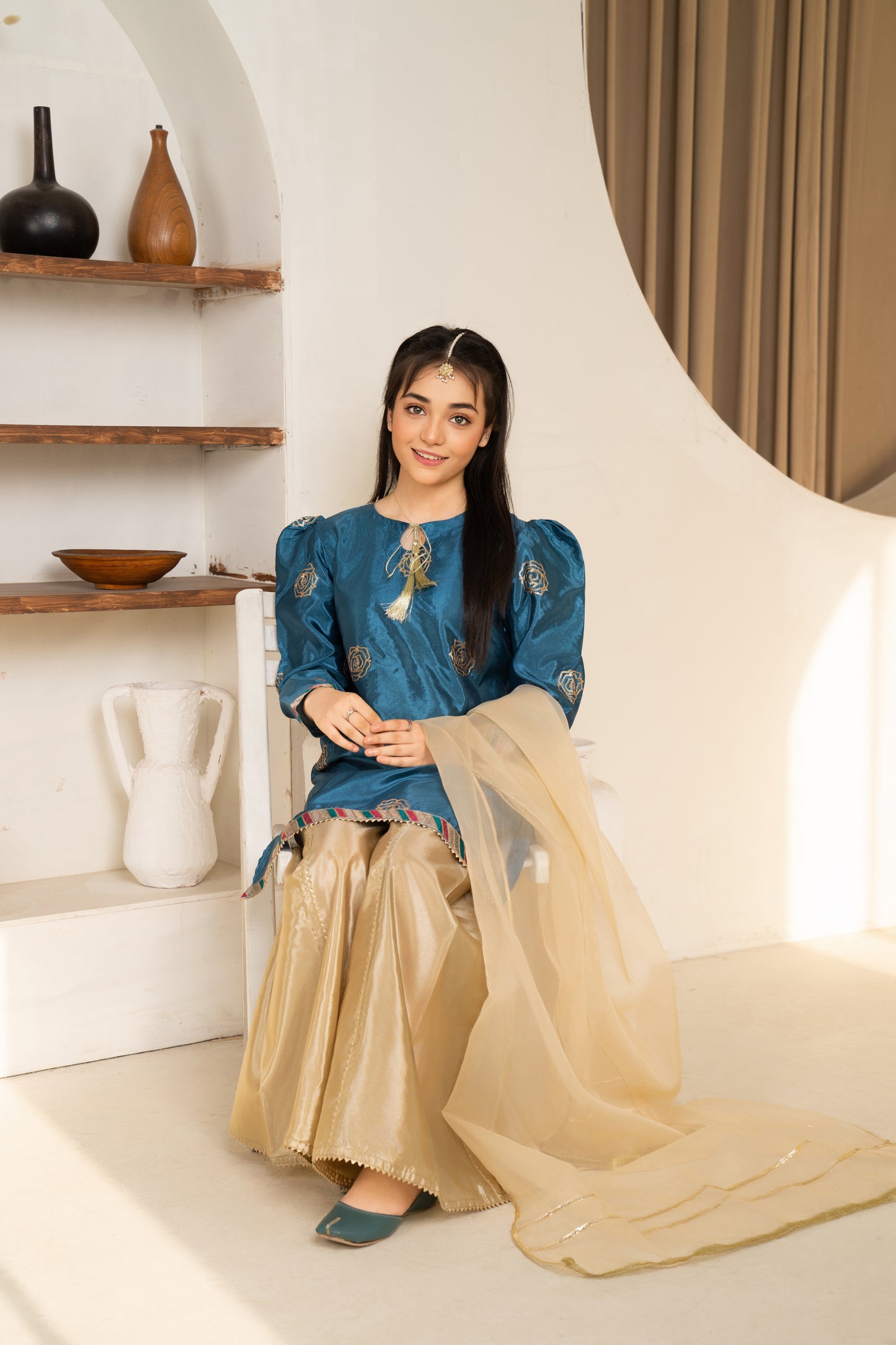 Zahra - 3 piece - Embroidered Sharara Set