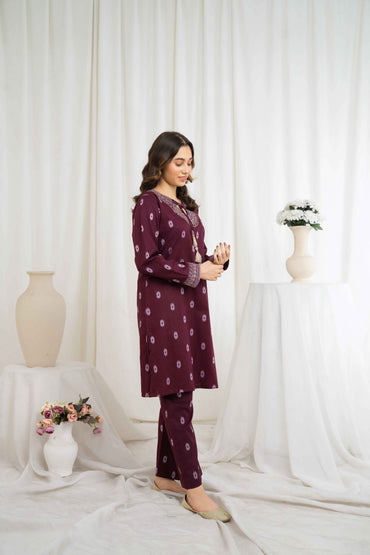 Rosy Ruffles - 2 piece - Embroidered Suit