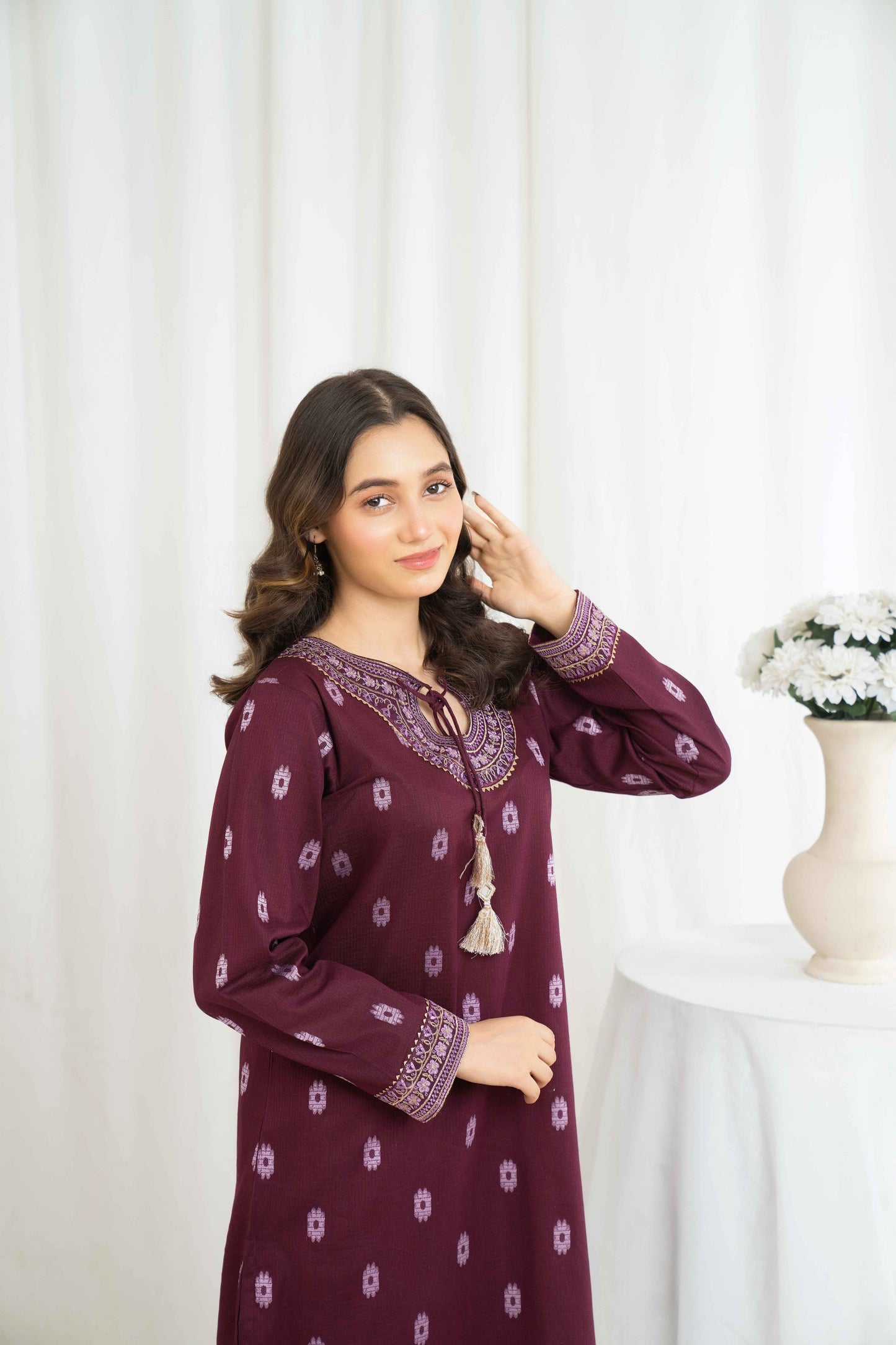 Rosy Ruffles - 2 piece - Embroidered Suit