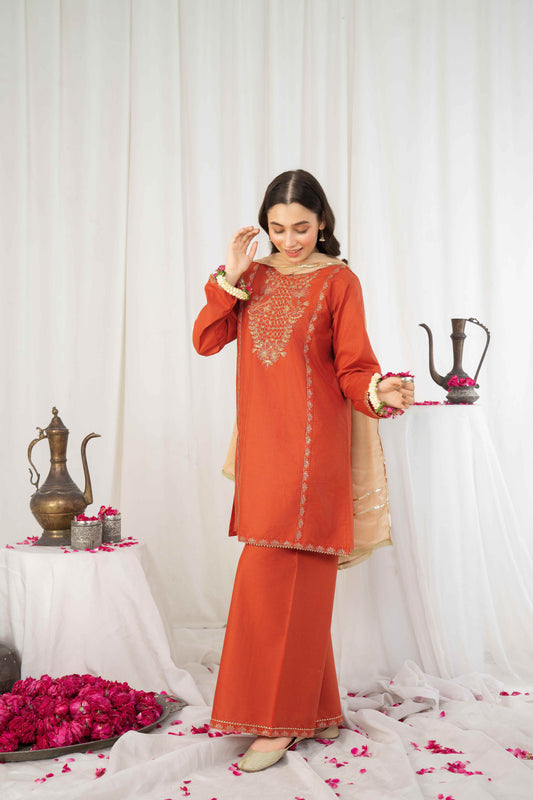 Orange Glow - 2 piece - Embroidered Suit