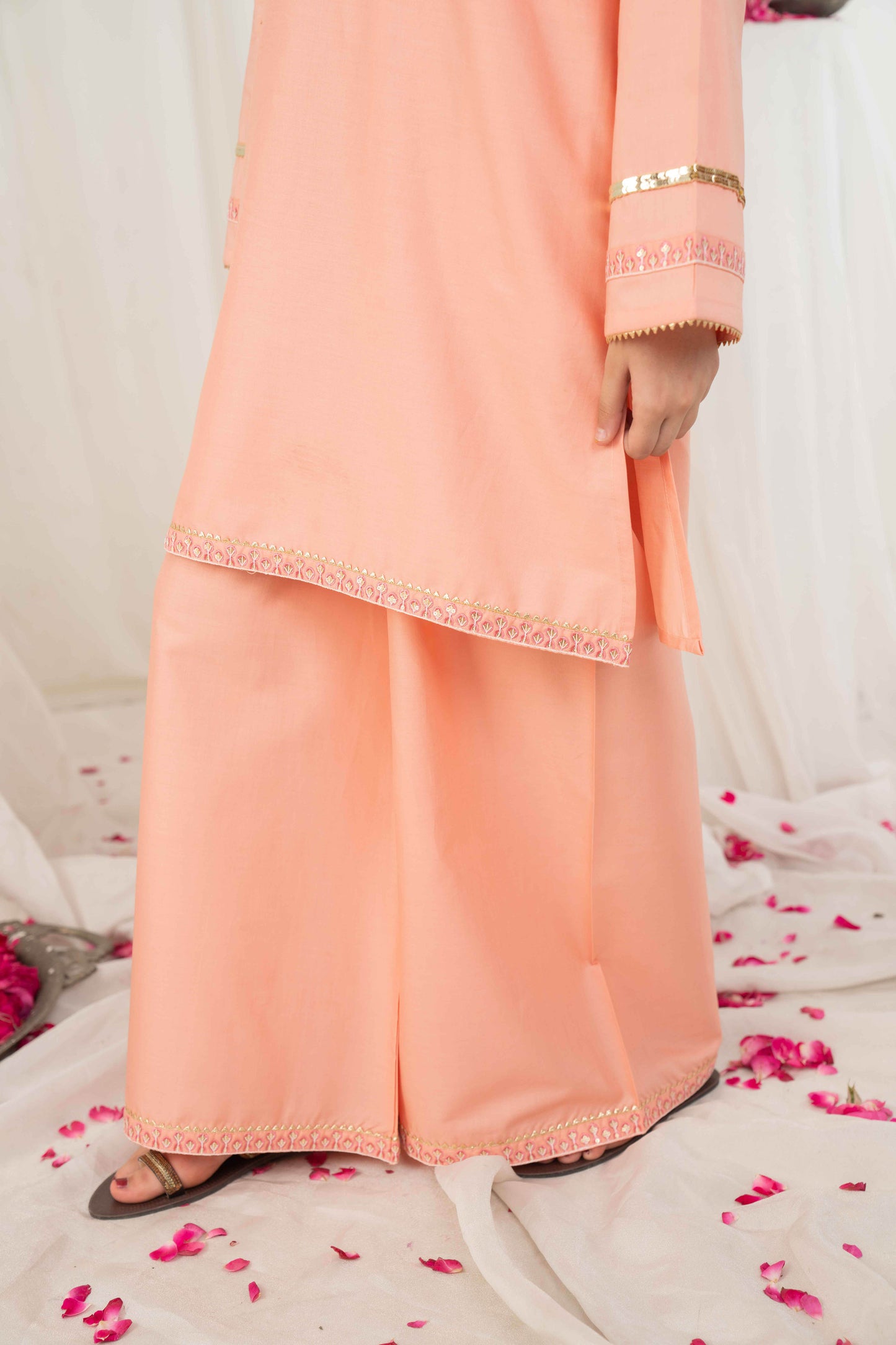Peachy Glow- 2 piece - Embroidered Suit