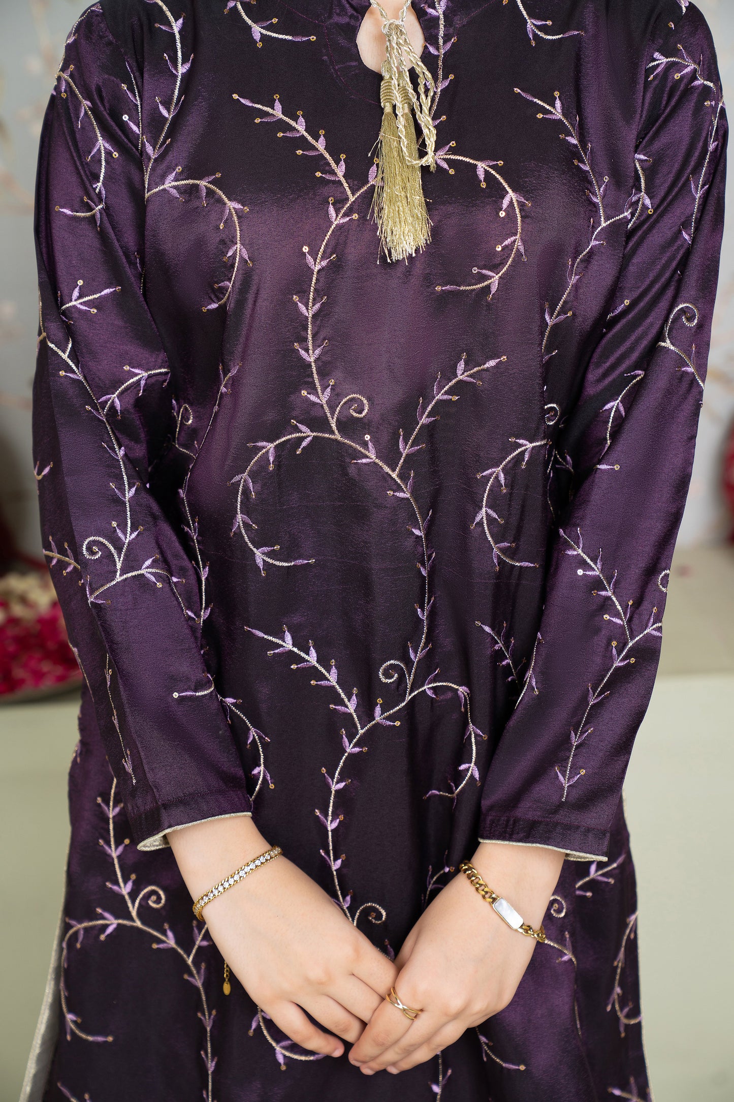 Purple - 2 piece - Embroidered Party Wear Suit