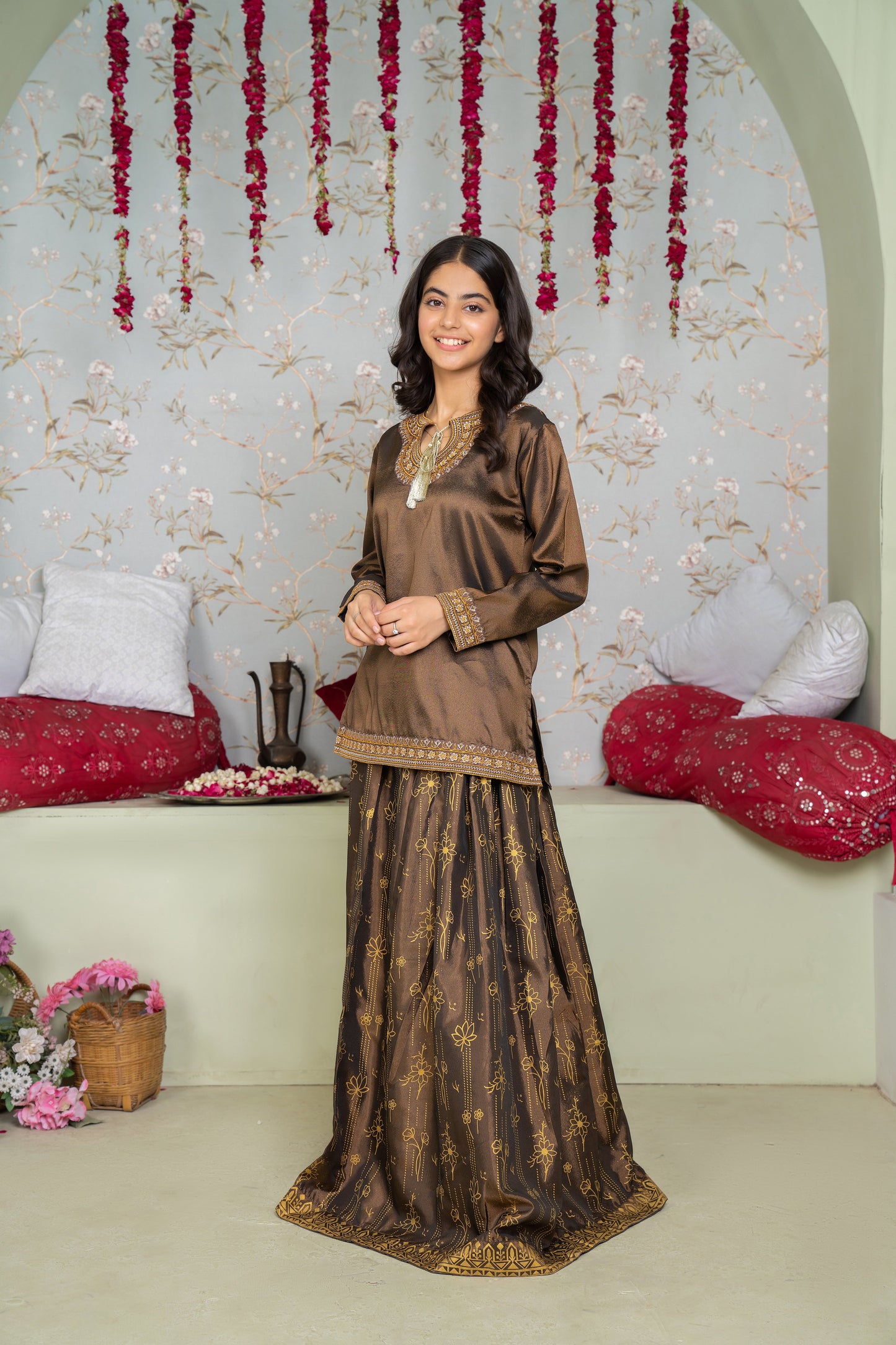 Bronze - 2 piece - Embroidered Party Wear