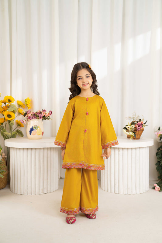 Mustard - 2 piece - Embroidered Co-ord Set