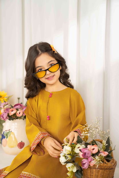 Mustard - 2 piece - Embroidered Co-ord Set