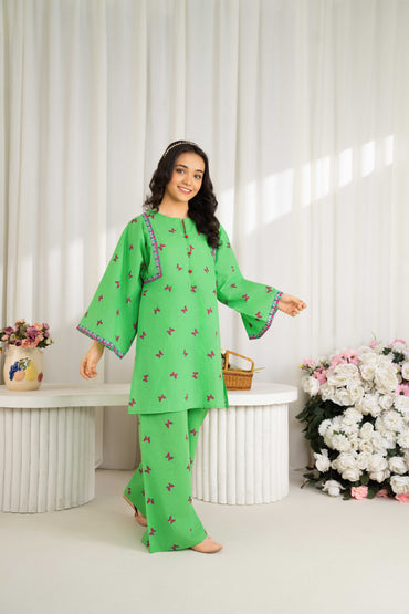 Greenery - 2 piece - Embroidered Co-ord Set