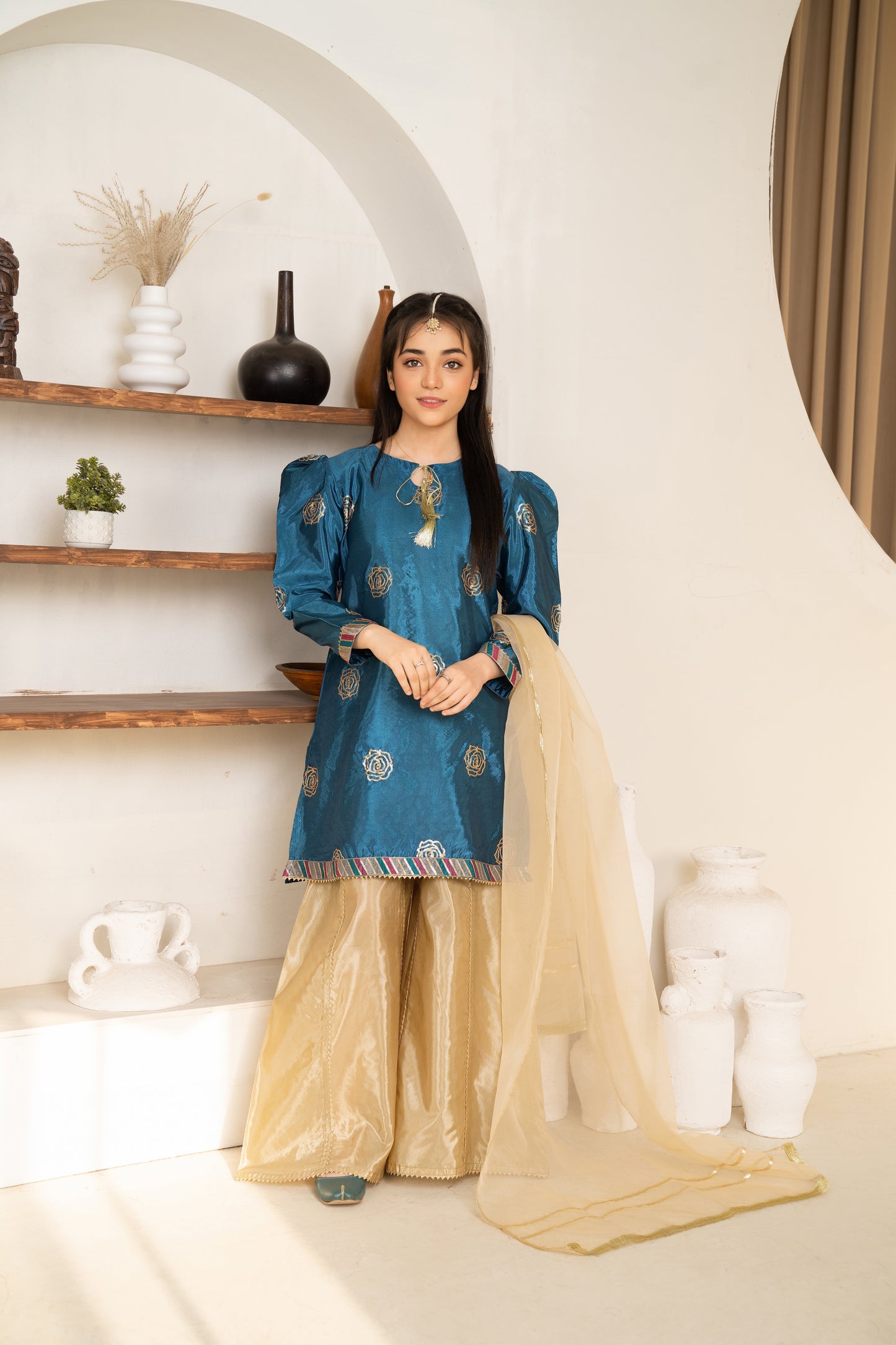 Zahra - 3 piece - Embroidered Sharara Set