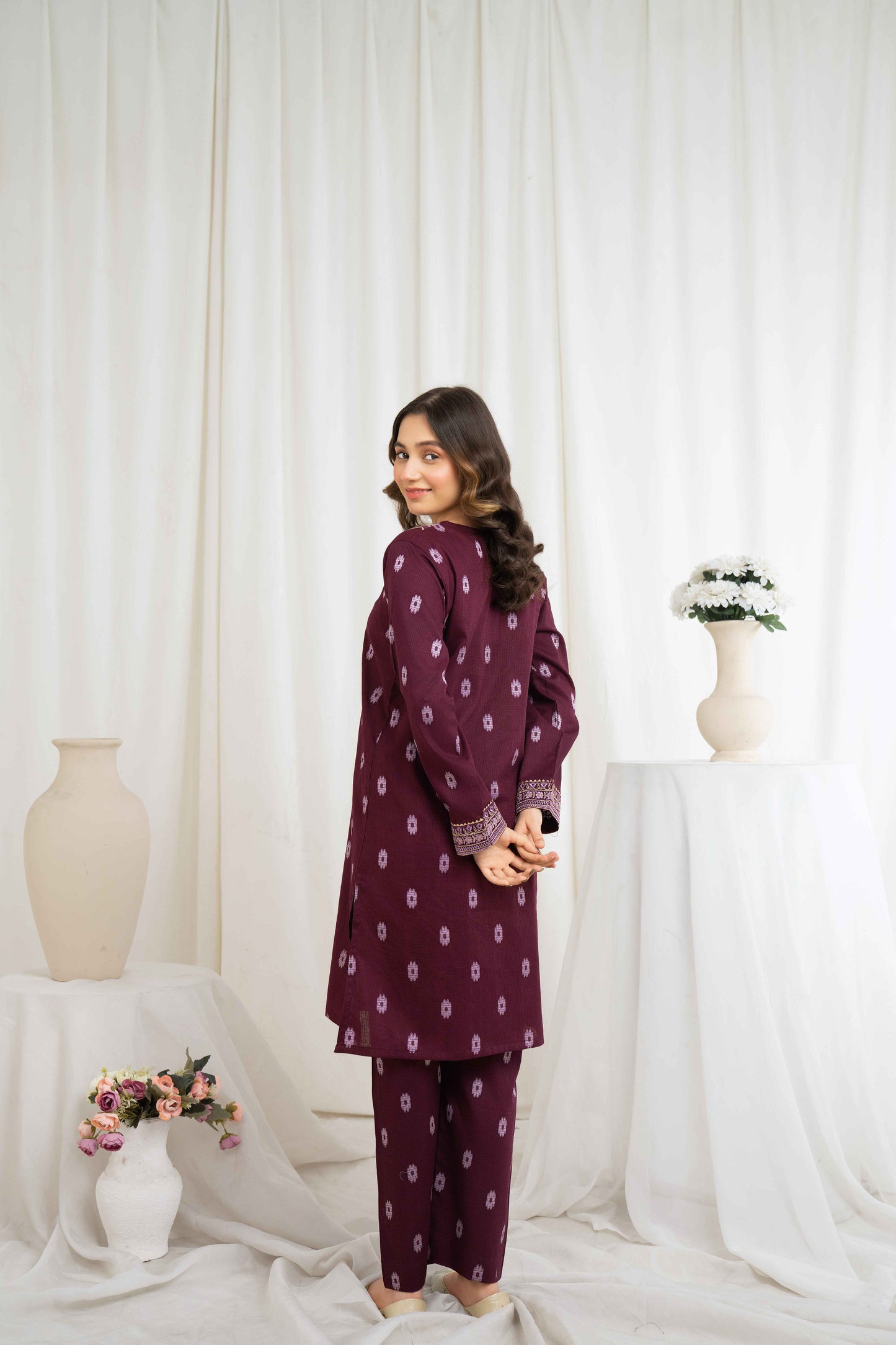 Rosy Ruffles - 2 piece - Embroidered Suit
