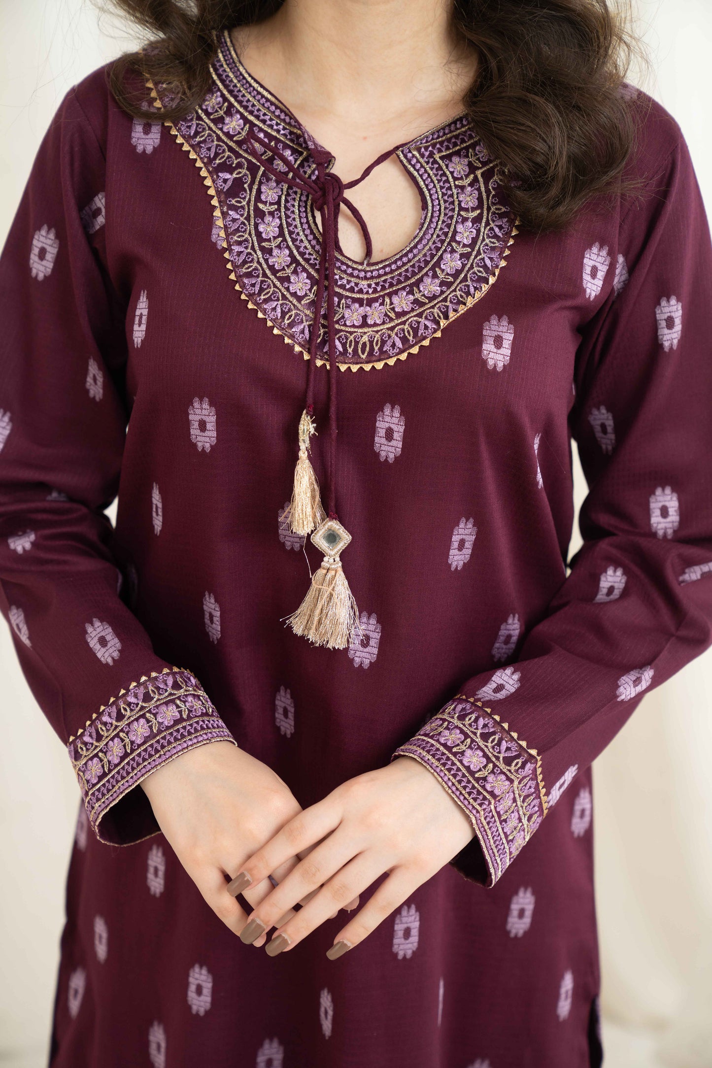 Rosy Ruffles - 2 piece - Embroidered Suit