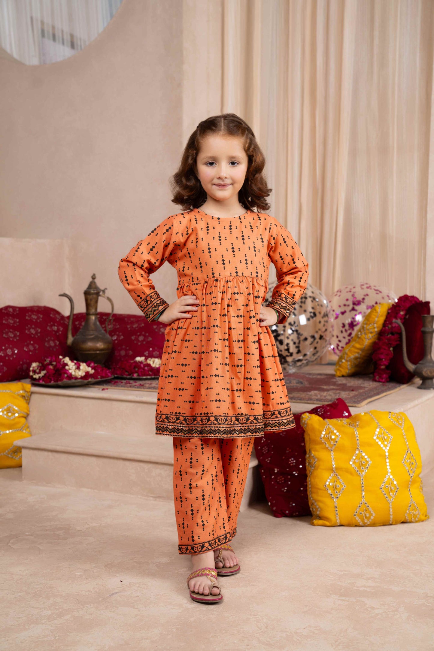 Narangi - 2 piece - Printed Embroidered Suit